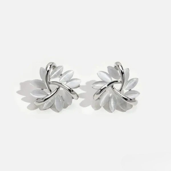 Sienna™ | Elegant Opal Petal Circle Stud Earrings